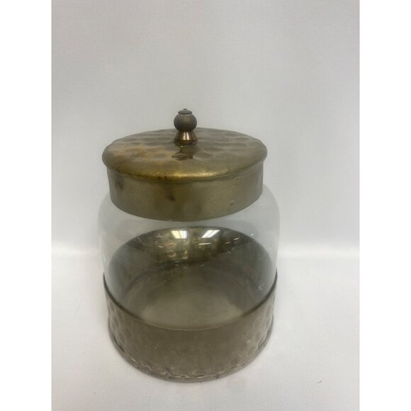 Vintage Pewter and Glass Storage Jar Trinket Holder With Lid - Picture 1 of 6